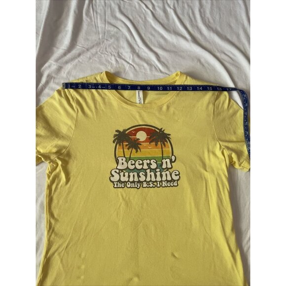 Bella + Canvas Yellow Graphic Tee "Beers N Sunshine The Only B.S. I Need" Airlum - Picture 6 of 11